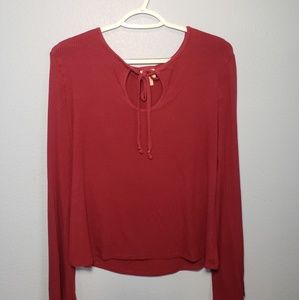 Mossimo Dark Maroon Keyhole Blouse